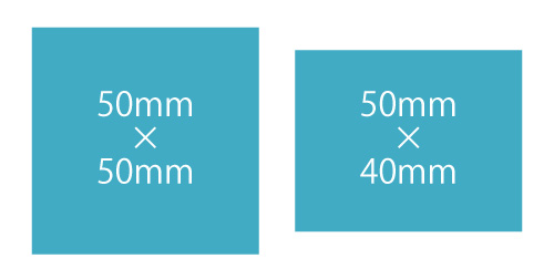50mm×50mmと50mm×40mmの正方形の比率比較