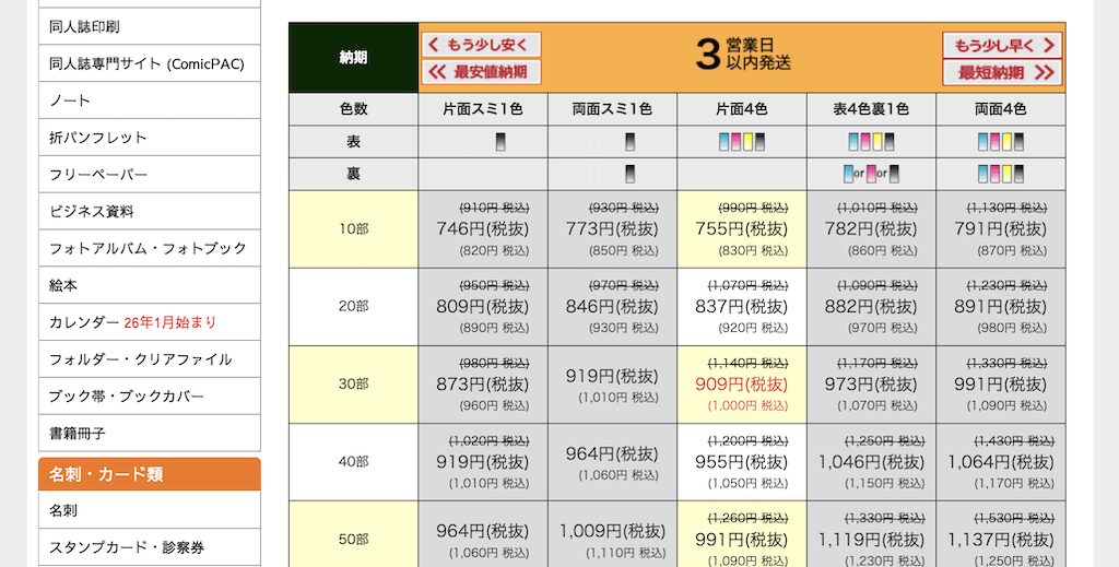 部数の選択